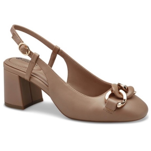 Giani Bernini Shoes - GIANI BERNINI • Nude Memory Foam Chain Decor Block Slingback Pump Heels